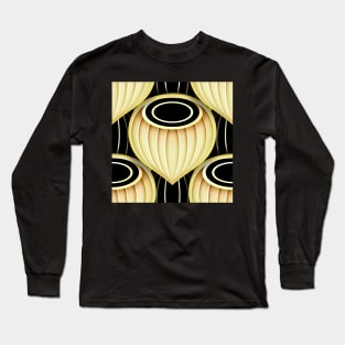 Seamless Pattern with Gold and Black Ethnic Motifs Long Sleeve T-Shirt